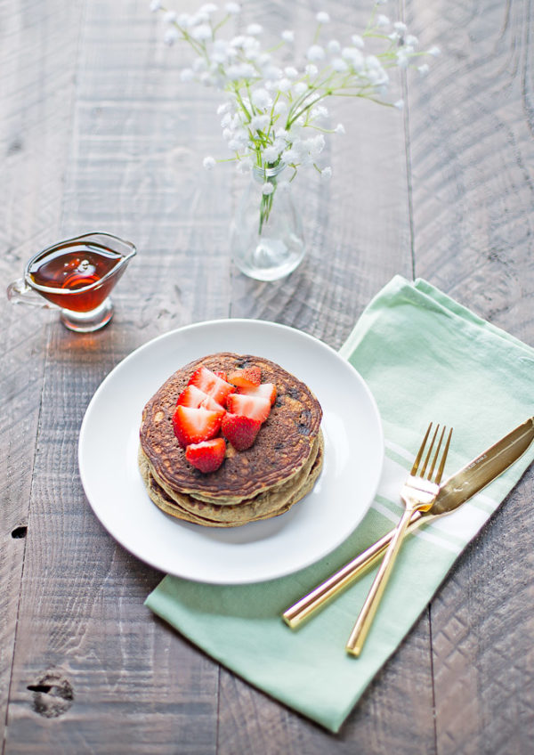 The best coconut flour pancakes - tender, fluffy, gluten-free pancakes packed with blueberries!