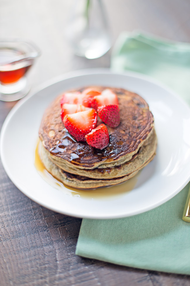 The best coconut flour pancakes - tender, fluffy, gluten-free pancakes packed with blueberries!