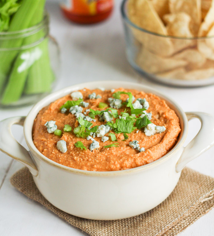 Healthy Buffalo Dip - A creamy, delicious dairy-free meat-free alternative to traditional buffalo dip. | thebalancedberry.com