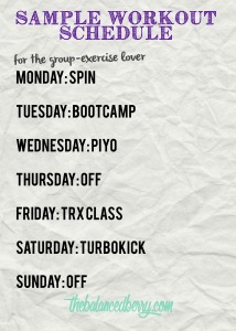Sample Group Exercise Workout Schedule | The Balanced Berry