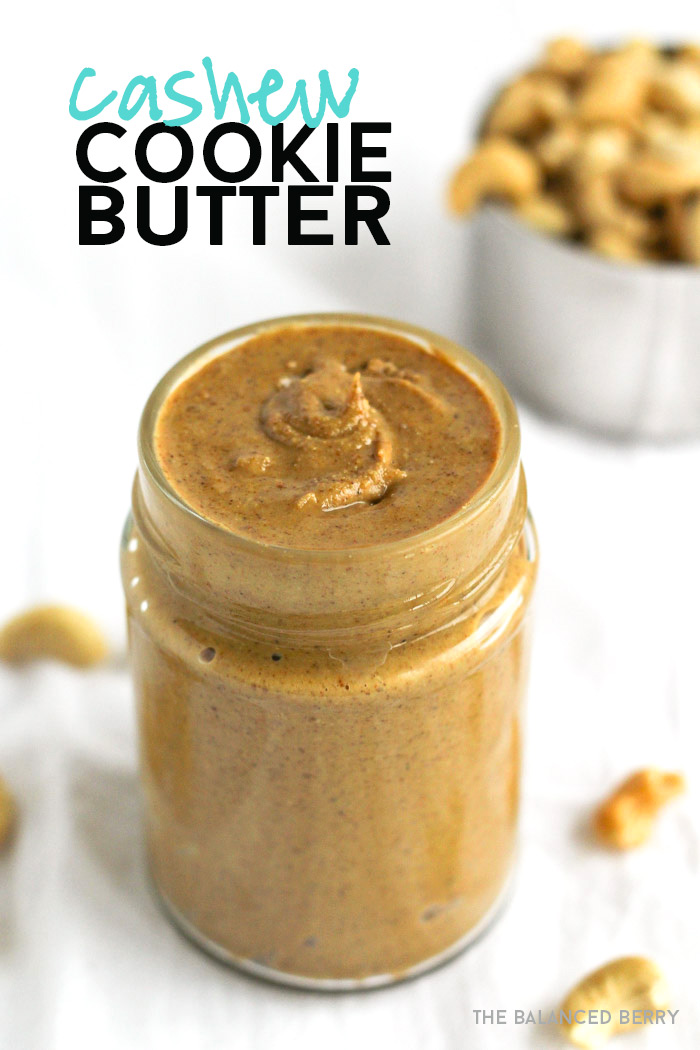 Homemade cashew butter that tastes  reminiscent of cookie butter. Your new favorite nut butter that's easy to make! | thebalancedberry.com #vegan #paleo