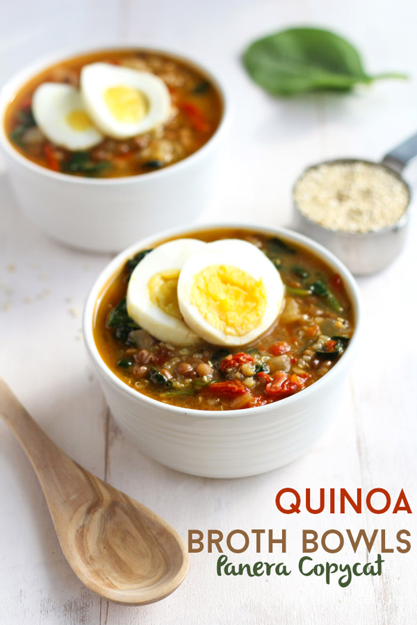 Copycat Panera Lentil, Quinoa Broth Bowl via thebalancedberry.com