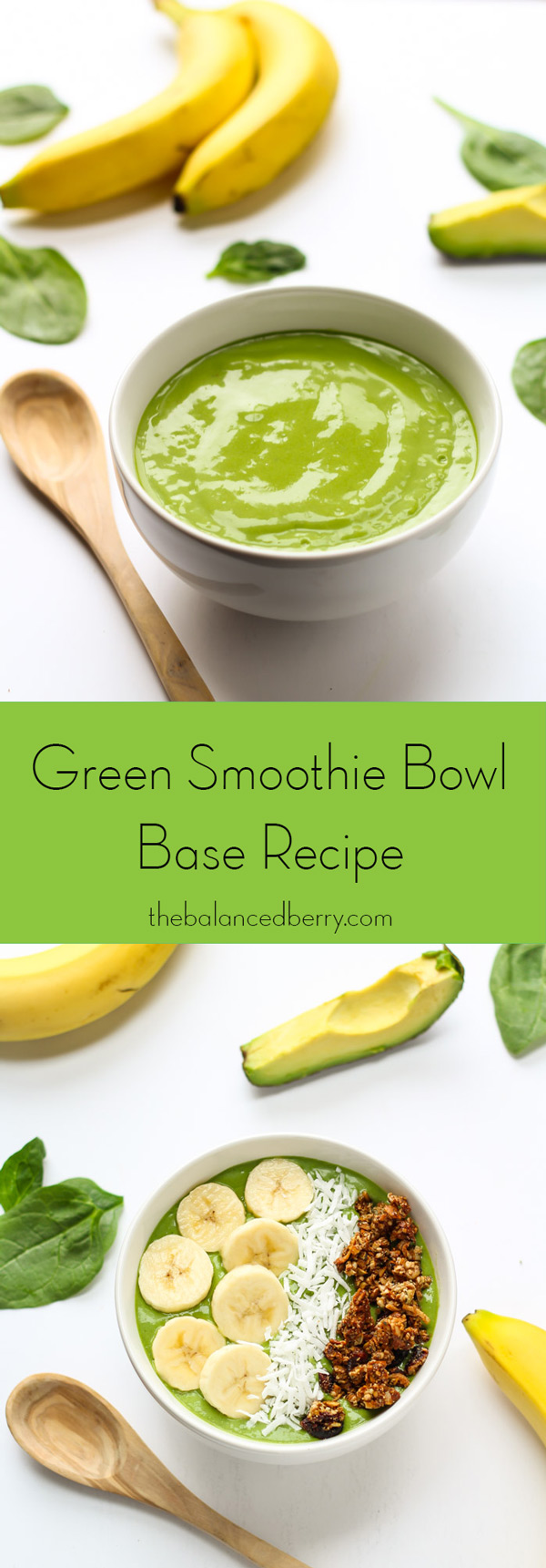The Best Green Smoothie Bowl - creamy, delicious and ready for all of your favorite toppings! via thebalancedberry.com