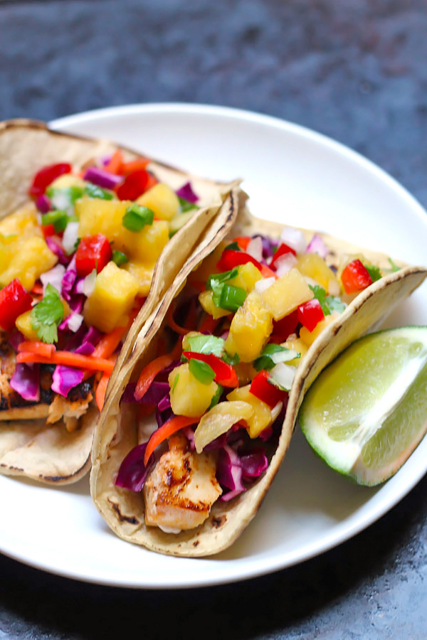 Mahi Mahi Tacos with Pineapple Salsa via thebalancedberry.com