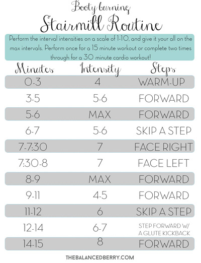 Booty Burning Stairmill Workout via thebalancedberry.com