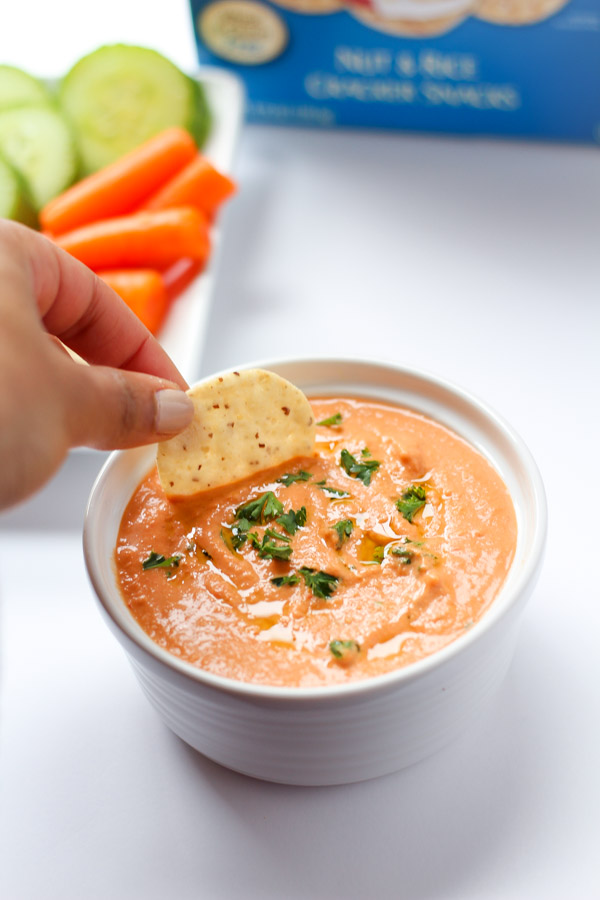 The Best Roasted Red Pepper Hummus via thebalancedberry.com