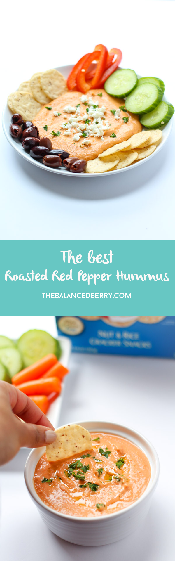 The Best Roasted Red Pepper Hummus via thebalancedberry.com