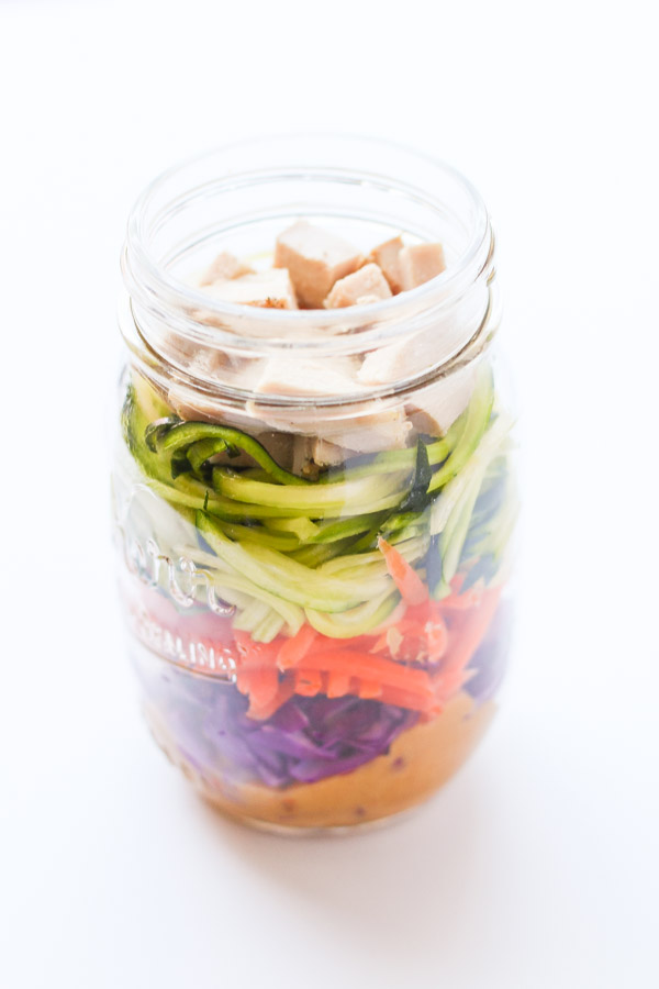 Thai Noodle Mason Jars with Peanut Dressing