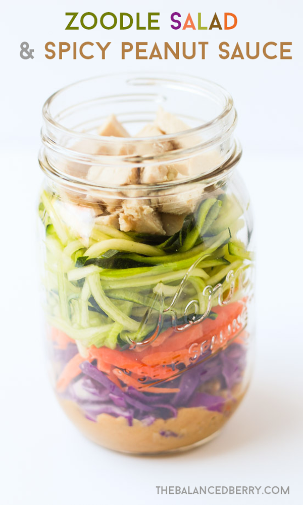 Easy Packed Lunch: Zucchini Noodle Salad with Spicy Peanut Sauce