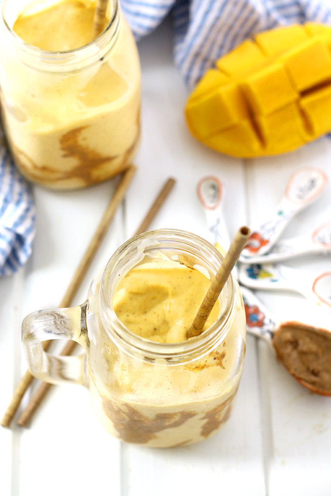 Mango Almond Butter Smoothie by The Healthy Maven | Summer Smoothie Roundup via thebalancedberry.com