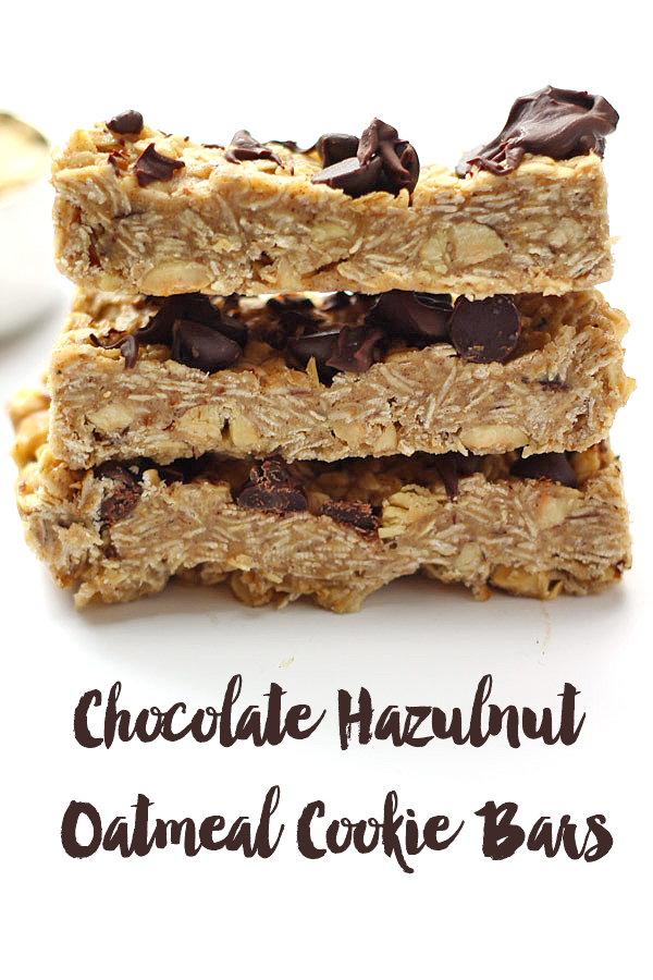 No-bake Chocolate Hazelnut Oatmeal Cookie Bars - the perfect after school treat!