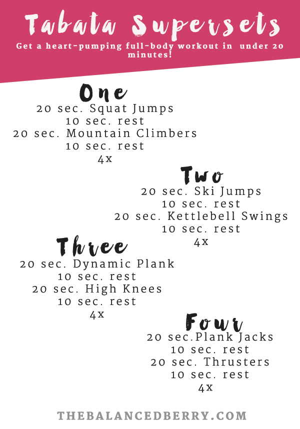 Get a full-body heart-pumping workout in 20 minutes with these tabata circuits!