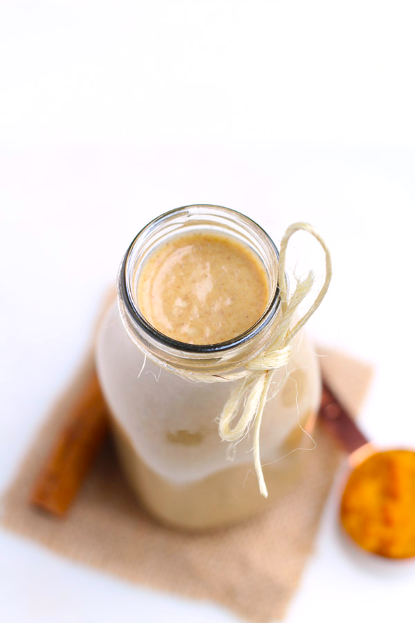 Healthy homemade pumpkin spice coffee creamer. Dairy free, vegan and easy to make!