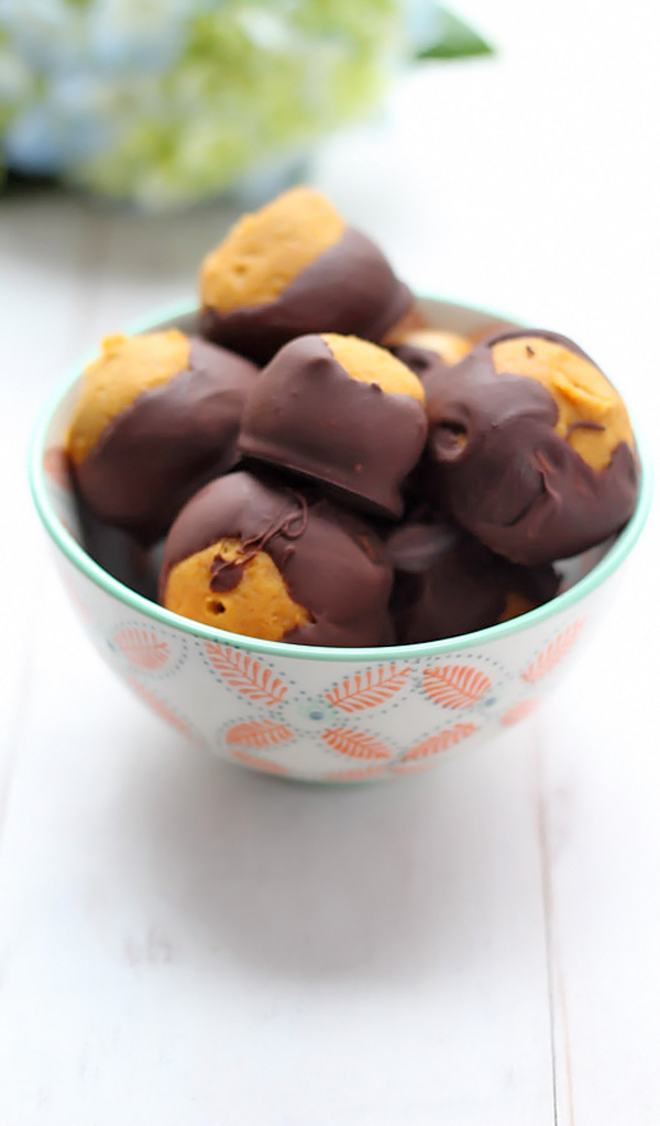 Healthy Pumpkin Buckeyes - a lighter fall-inspired take on the classic treat!