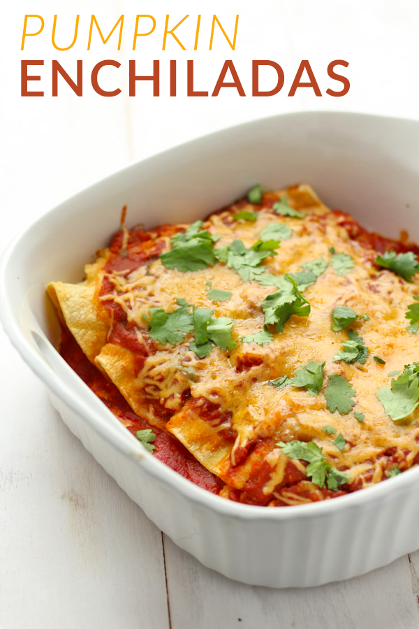 Gluten-free chicken enchiladas with a flavorful pumpkin sauce!