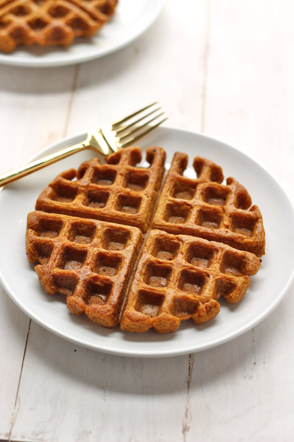 AMAZING 1-bowl gluten-free Pumpkin Cornbread Waffles.