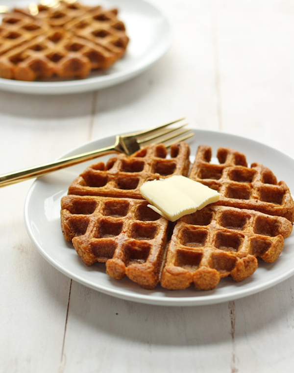 AMAZING 1-bowl gluten-free Pumpkin Cornbread Waffles.