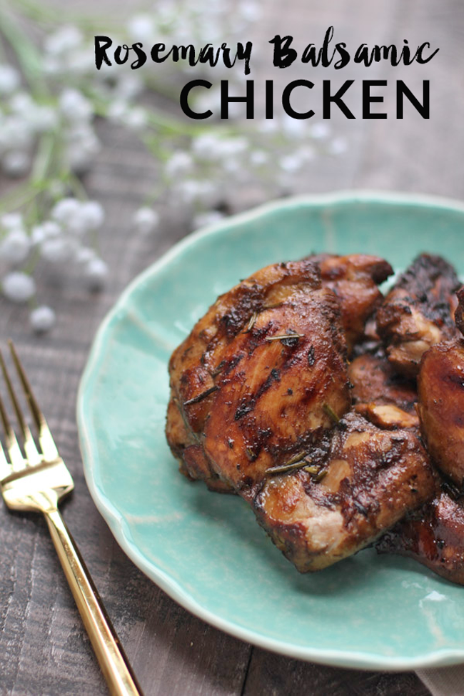 Easy Rosemary Balsamic Chicken - tender, marinated chicken. Perfect for meal prep!