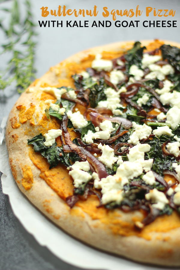 Butternut Squash Pizza with Kale and Goat Cheese - a simple, delicious homemade pizza recipe with the best flavors of fall!