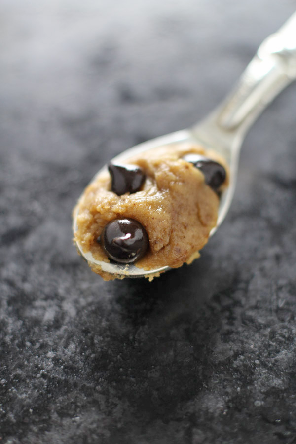 Satisfy that sweet tooth with this easy chocolate chip cookie dough! It's single serving, gluten-free and vegan.