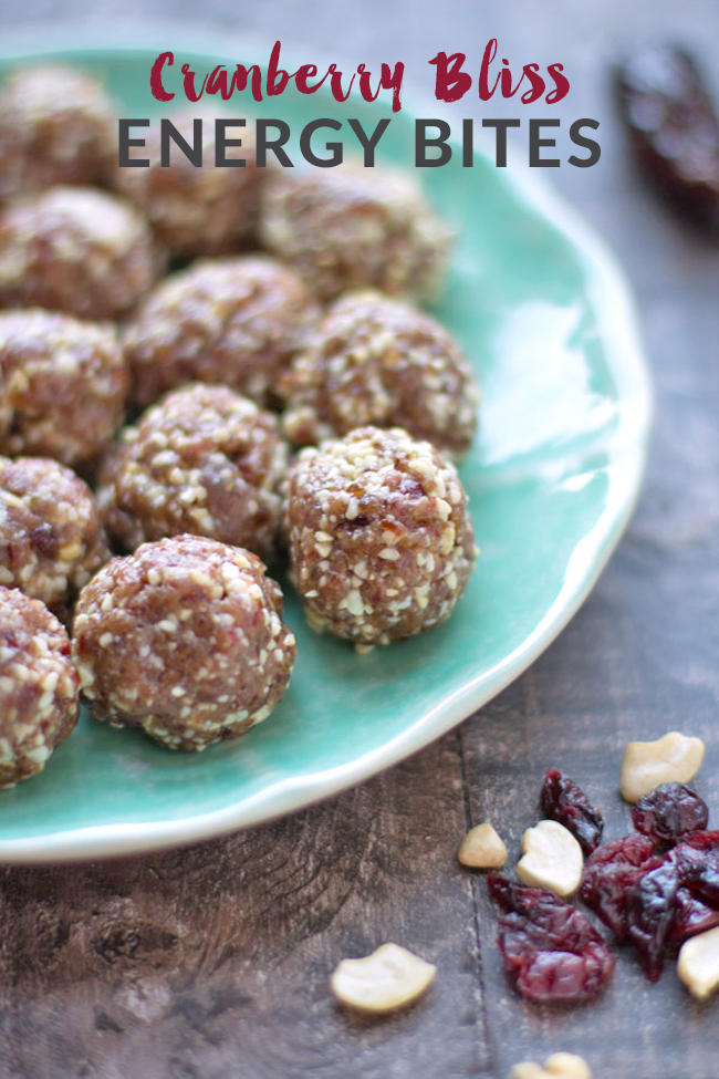 These AMAZING Cranberry Bliss Energy Bites are the perfect holiday treat. They require just a few simple ingredients, and are perfect on-the-go!