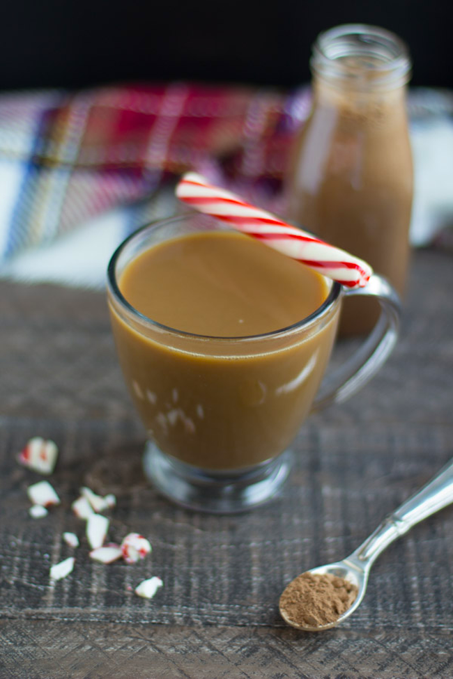 Healthy peppermint mocha recipe made with just a few simple ingredients! Dairy free and paleo-friendly.