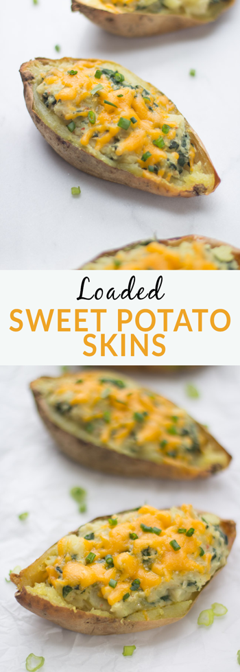 Whip up these healthy loaded sweet potato skins for a satisfying game-day snack!
