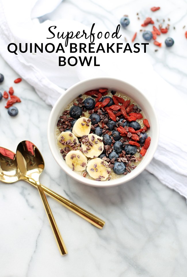 These superfood-packed quinoa breakfast bowls are creamy, satisfying and bursting with nutrients!