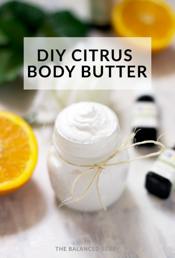 This simple DIY body butter requires only a few ingredients to make, and gently moisturizes the skin. The citrus scent is uplifting and energizing!