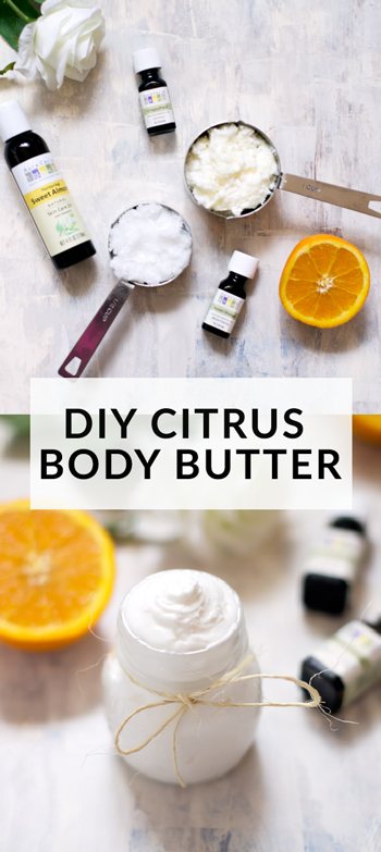 This simple DIY body butter requires only a few ingredients to make, and gently moisturizes the skin. The citrus scent is uplifting and energizing!