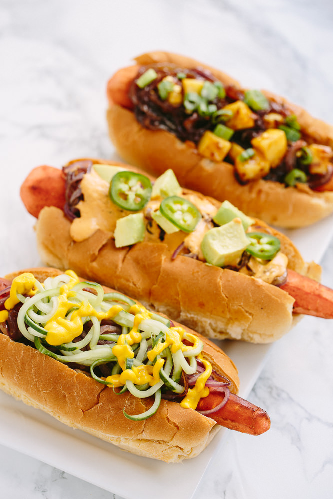 Vegan Carrot Dogs with Spiralized Toppings by Inspiralized