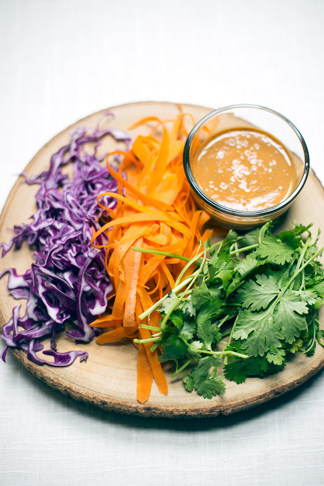 Simple carrot noodles with peanut sauce - a quick, easy meal that can be customized for any dietary preference. No spiralizer required!