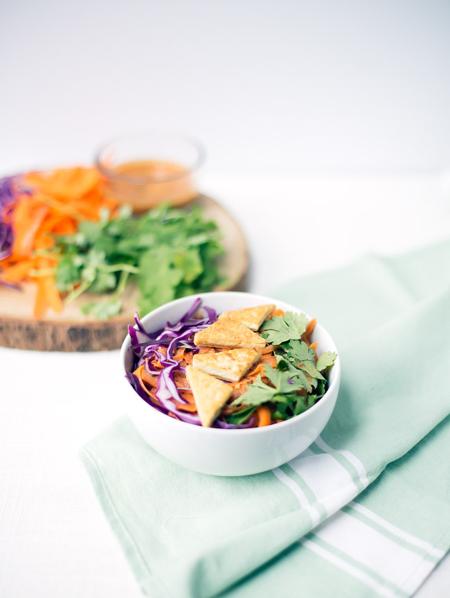 Simple carrot noodles with peanut sauce - a quick, easy meal that can be customized for any dietary preference. No spiralizer required!