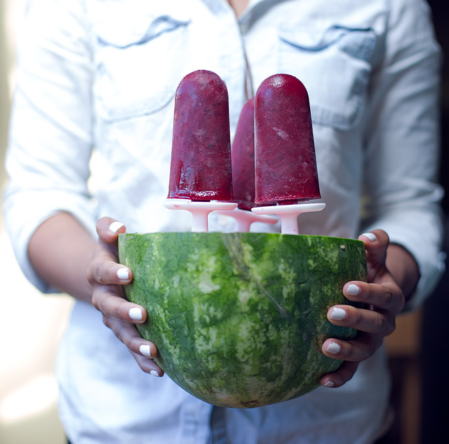 Watermelon Cherry Popsicles - only four ingredients for a delicious summer treat!