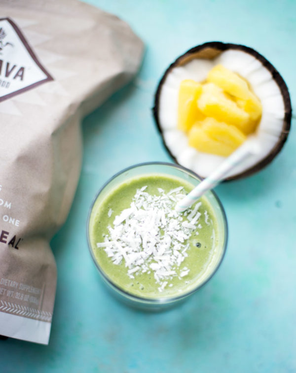 This breakfast-friendly piña colada smoothie is packed with nutrients, and is a mocktail you can feel good about drinking!