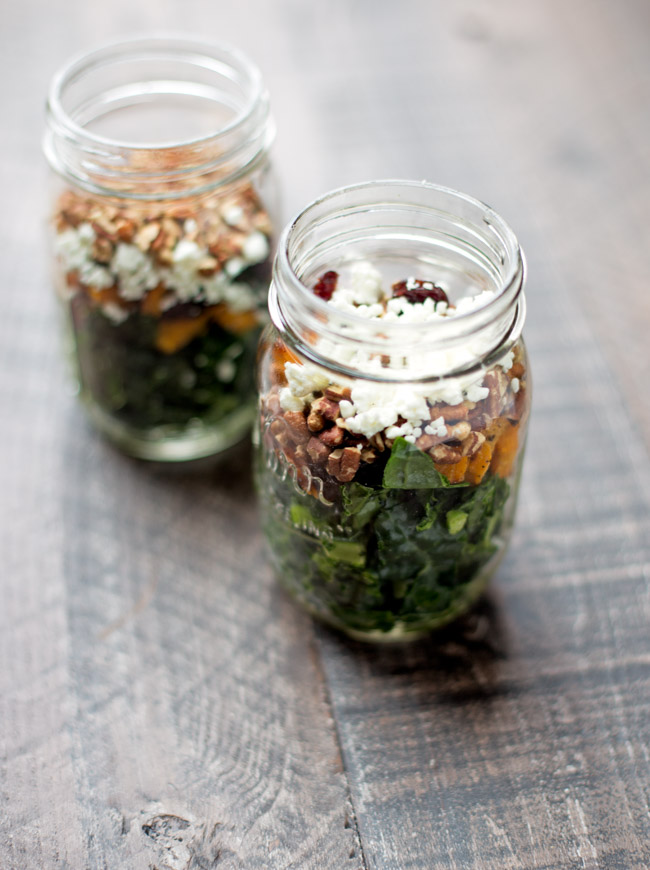 This cherry butternut squash kale salad is super simple, flavorful and makes the perfect lunch on the go.