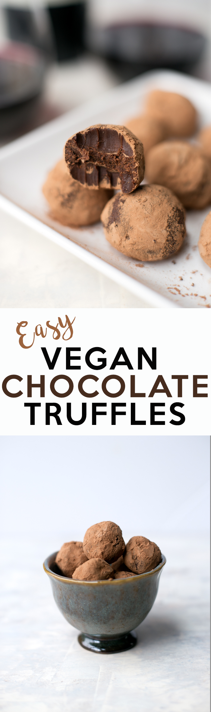 These rich, velvety, easy vegan chocolate truffles are the perfect treat for your next celebration. They require only a few simple ingredients, and pair well with a good glass of wine. 