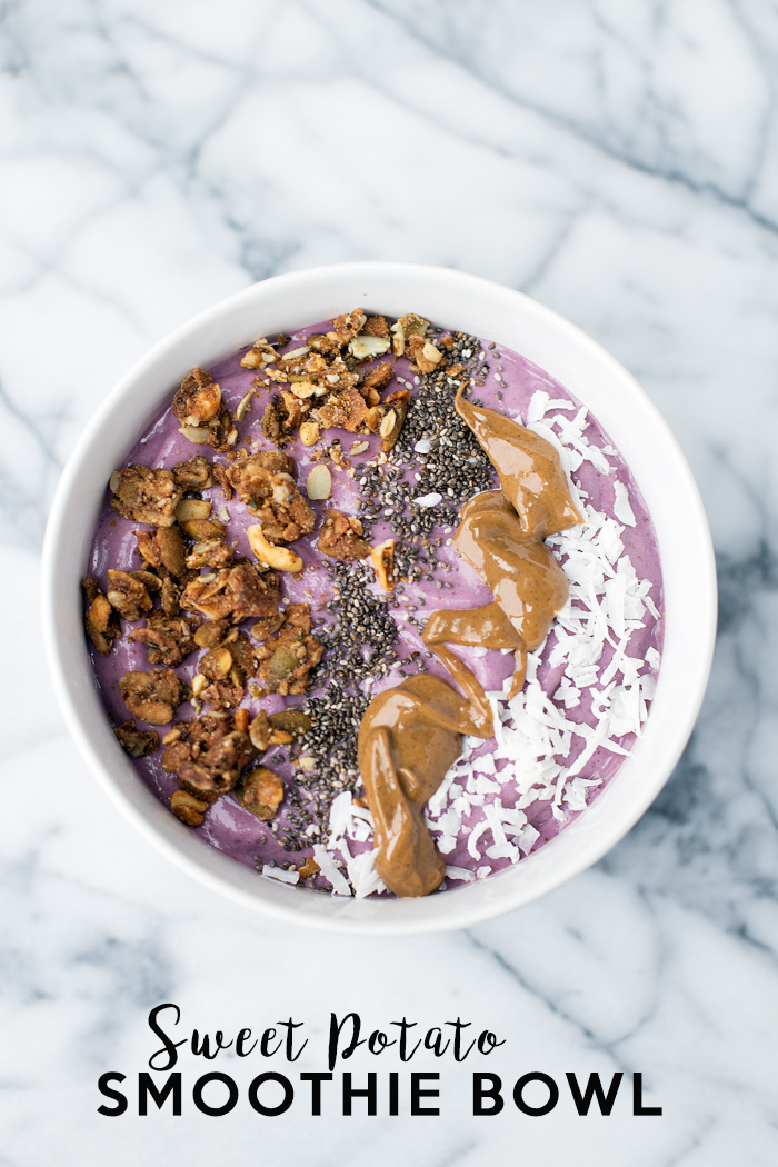 This sweet potato smoothie bowl is creamy, delicious and packed with healthy ingredients. It makes the perfect post-workout breakfast.