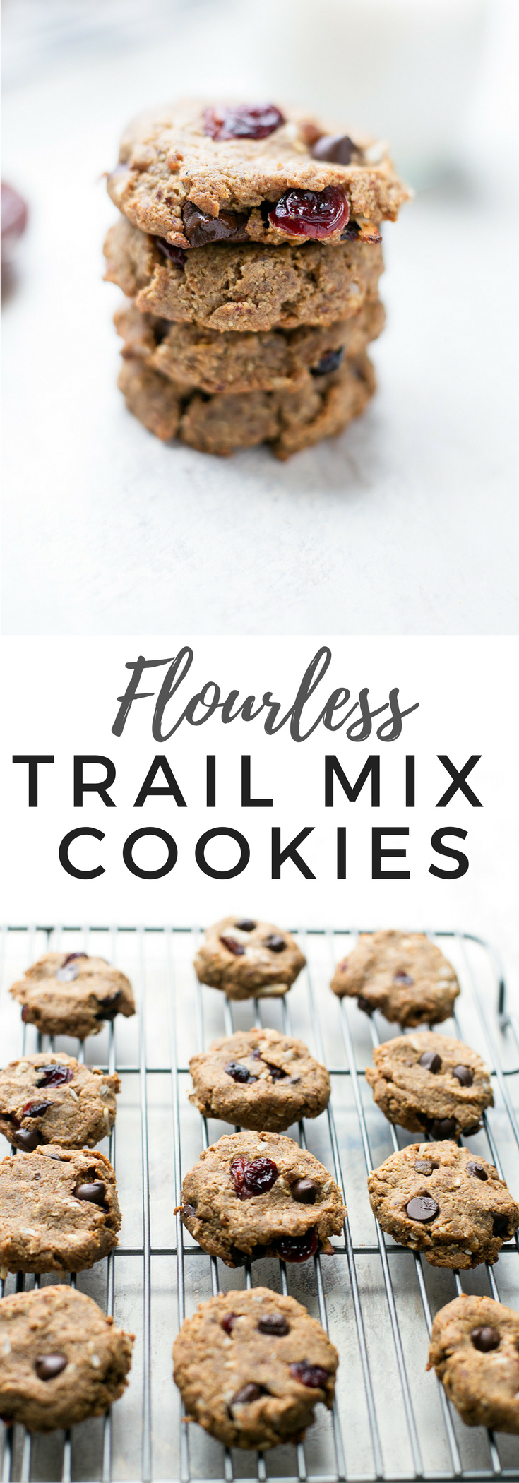 These easy trail mix cookies are grain and refined sugar-free. They’re naturally sweetened with Medjool dates, and make the perfect healthy treat or satisfying snack.