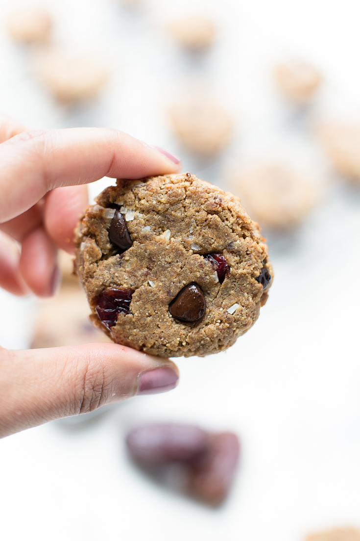 These easy trail mix cookies are grain and refined sugar-free. They’re naturally sweetened with Medjool dates, and make the perfect healthy treat or satisfying snack.