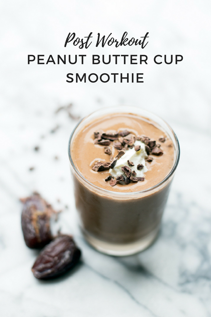 This Peanut Butter Cup Smoothie is packed with protein and healthy carbohydrates, making it the perfect post-workout treat!