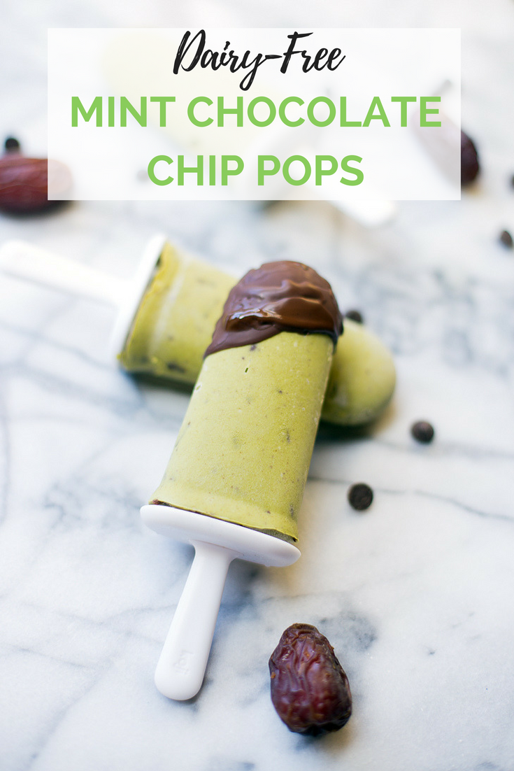 These dairy-free mint chocolate chip pops are creamy, vegan and paleo-friendly, and are made with super healthy ingredients. They’re easy to make, and are the perfect summer treat!