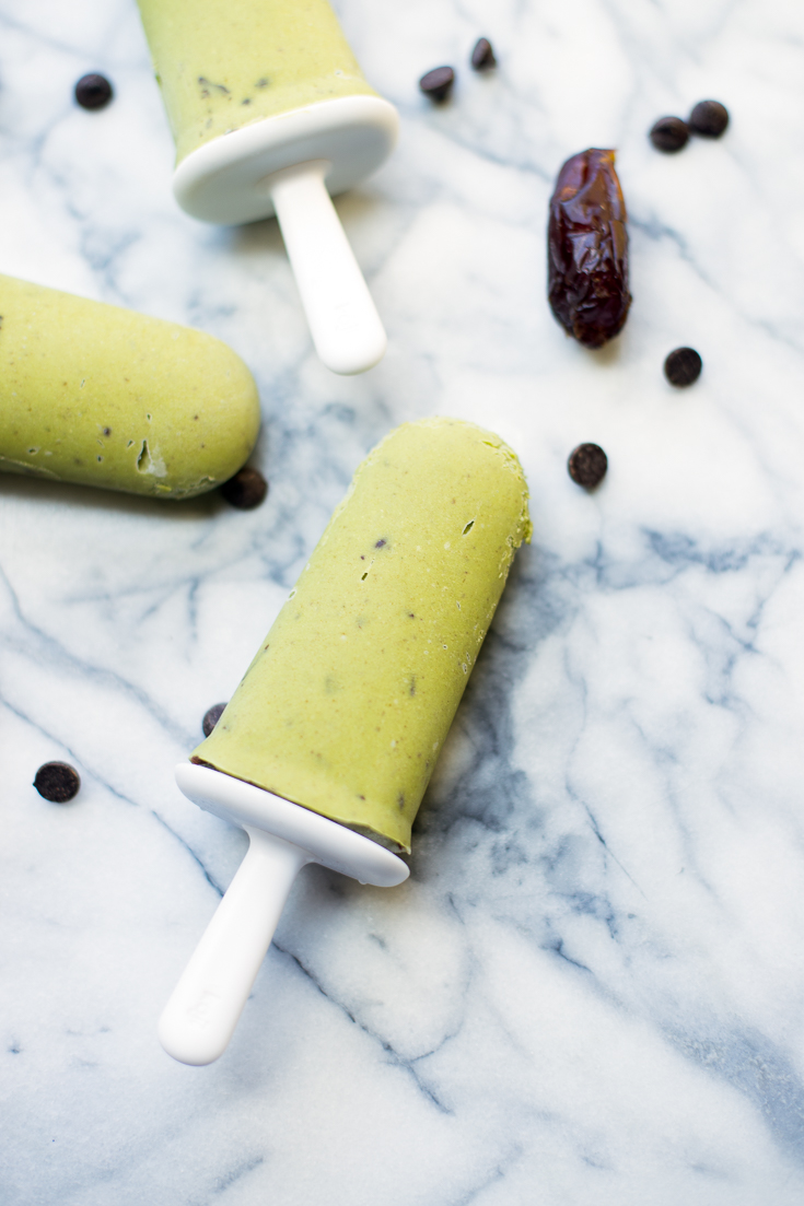 These dairy-free mint chocolate chip pops are creamy, vegan and paleo-friendly, and are made with super healthy ingredients. They’re easy to make, and are the perfect summer treat!