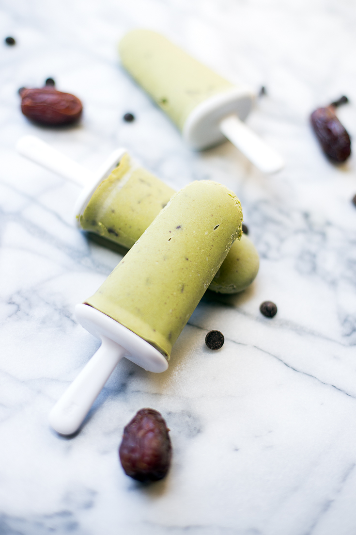 These dairy-free mint chocolate chip pops are creamy, vegan and paleo-friendly, and are made with super healthy ingredients. They’re easy to make, and are the perfect summer treat!
