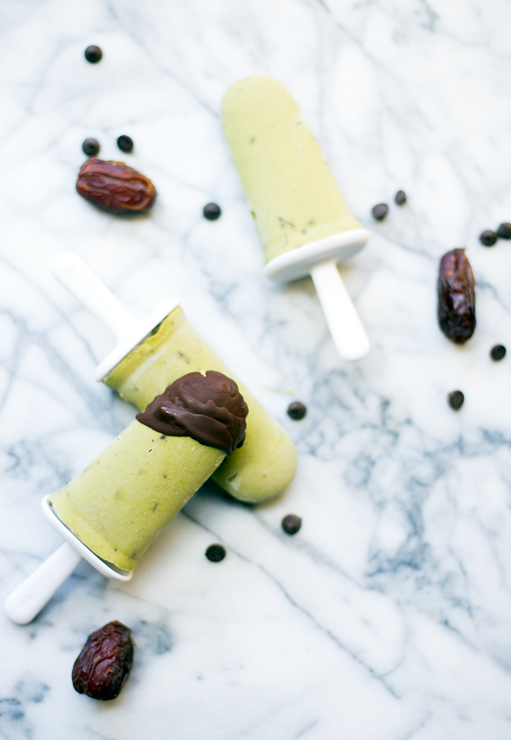 These dairy-free mint chocolate chip pops are creamy, vegan and paleo-friendly, and are made with super healthy ingredients. They’re easy to make, and are the perfect summer treat!