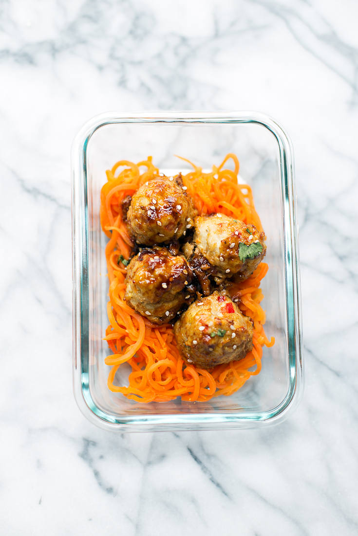 These Paleo Teriyaki Chicken Meatballs are bursting with flavor and are delicious served over carrot noodles. They make the perfect easy weeknight real food dinner.