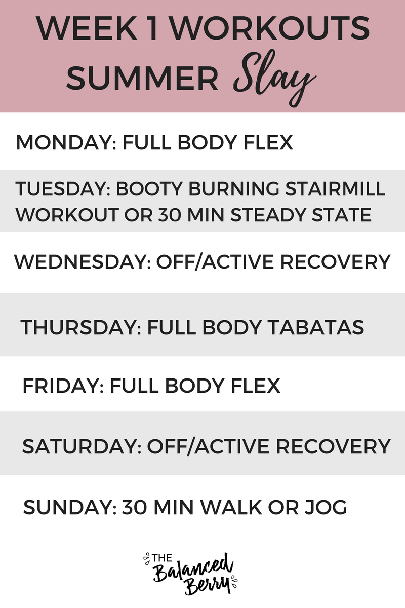 Week 1 Summer SLAY Workout Schedule