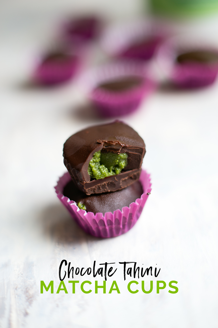 These Chocolate Matcha Tahini Cups make the perfect chocolatey treat. They’re nut-free, dairy-free, paleo-friendly and super easy to make.