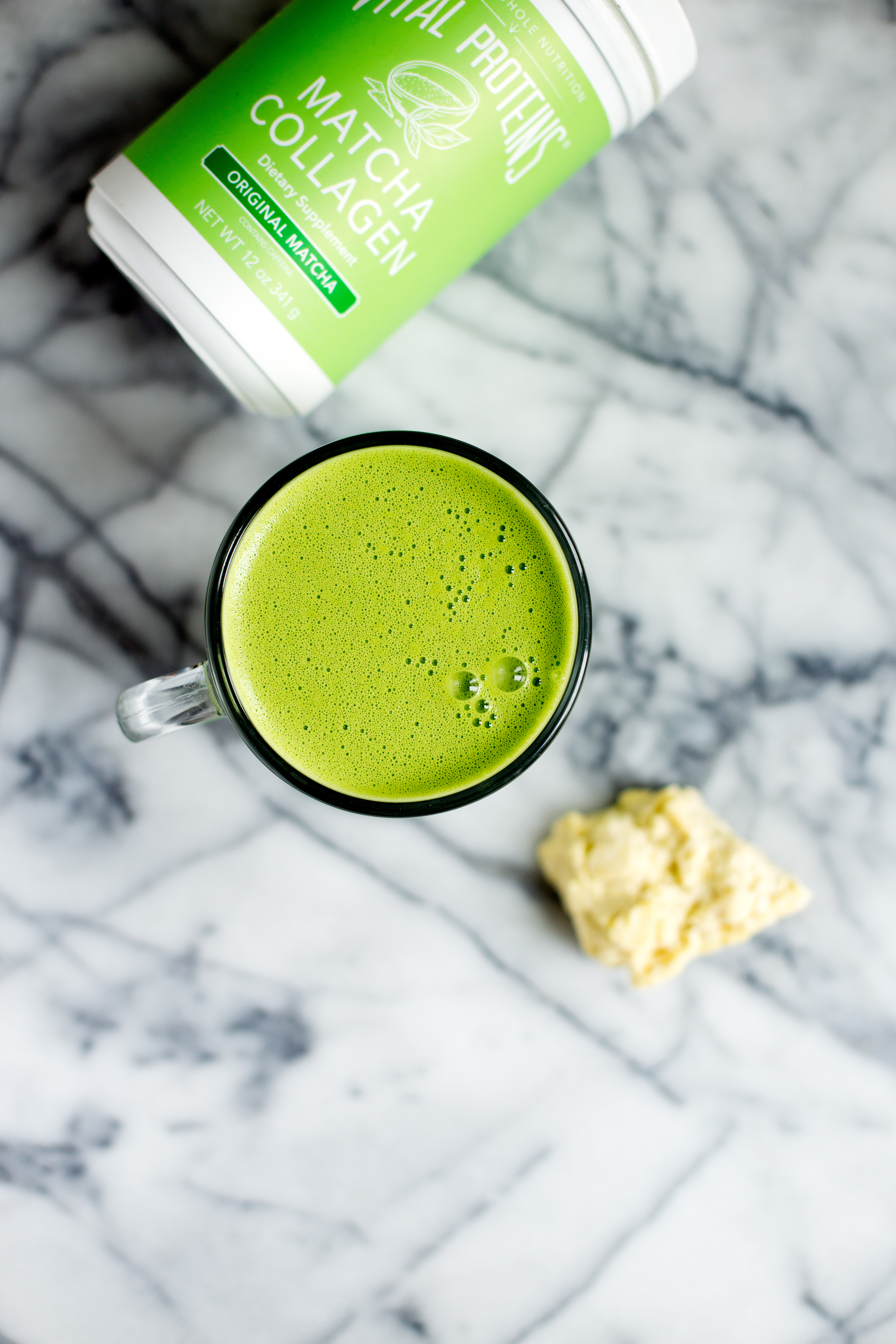 This White Chocolate Matcha Latte adds a sweet twist to the traditional matcha latte. It’s dairy-free and is a great source of protein and healthy fat.