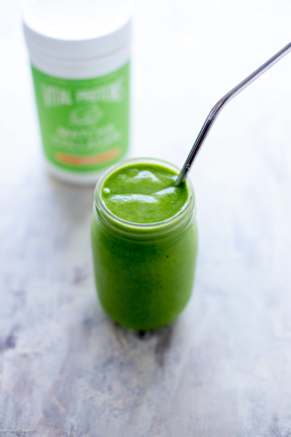 This Mango Peach Matcha Smoothie is a refreshing, energizing pick-me-up!